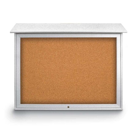 United Visual Products Indoor Enclosed Combo Board, 42"x32", Satin Frame/White Porc & Forbo UVCB4232-WHTPORC-FORBO